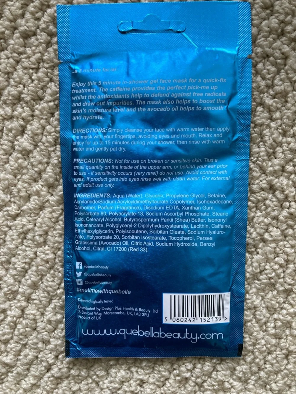 Que Bella Purifying In-Shower Gel Face Masks Three (3) Pack